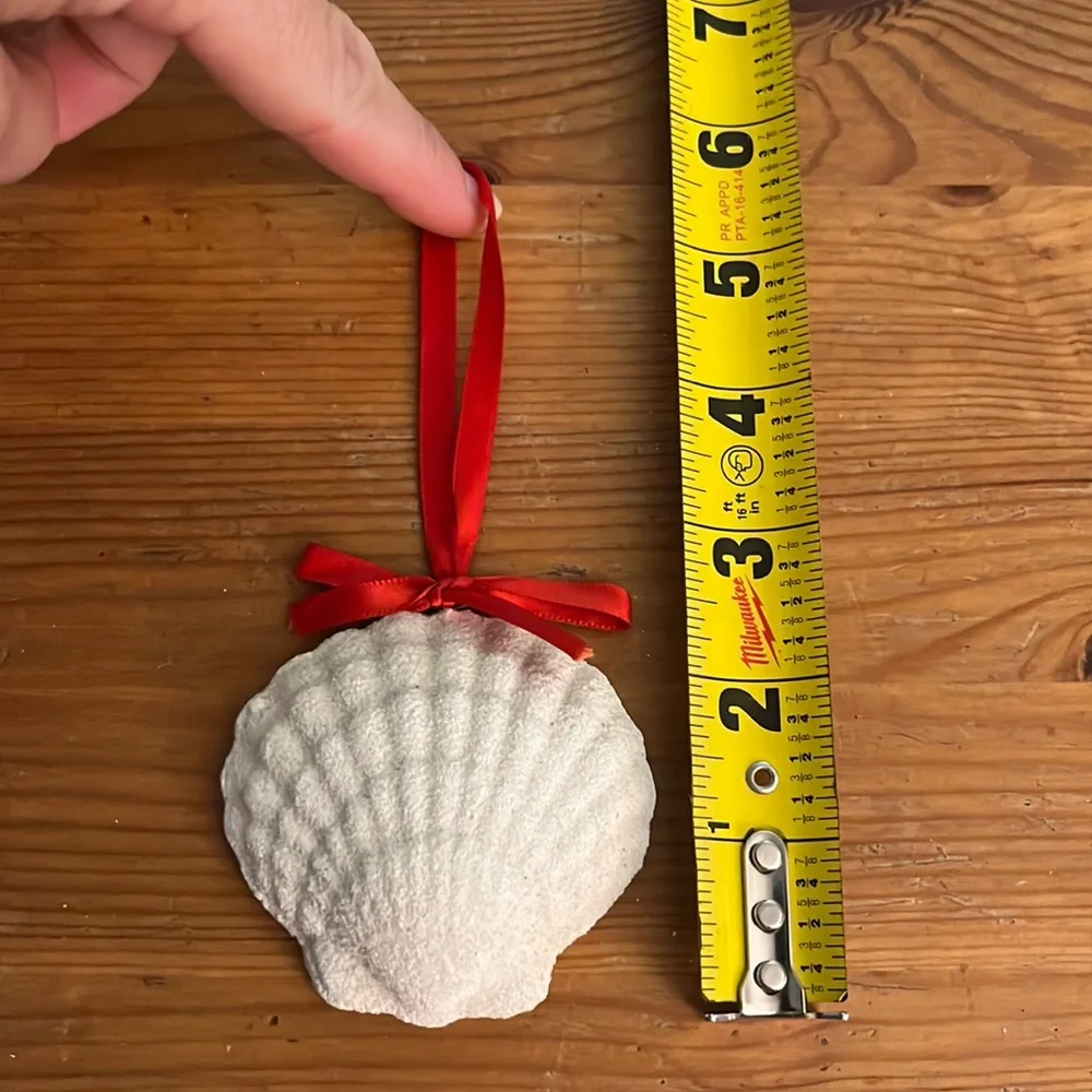 Scallop sea shell ornament. Made with sand! EUC!